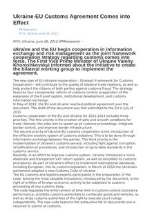 Ukraine-EU Customs Agreement Comes into Effect