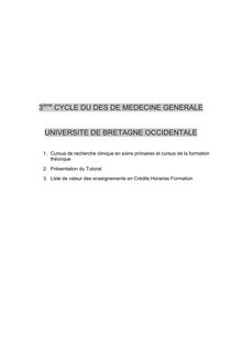 3ème CYCLE DU DES DE MEDECINE GENERALE UNIVERSITE DE BRETAGNE ...