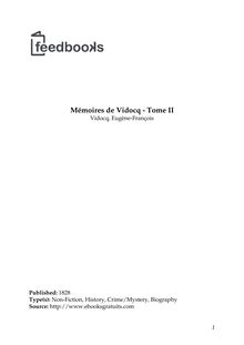 Mémoires de Vidocq - Tome II