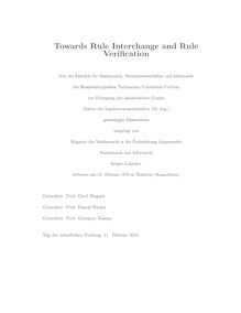 Towards rule interchange and rule verification [Elektronische Ressource] / Sergey Lukichev