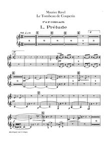 Partition cor 1/2 (F), Le tombeau de Couperin, Ravel, Maurice