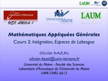 Mathématiques Appliquées Générales Cours 2: Intégration ...