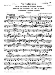 Partition de violon, 10 Variations on Wenzel Müller’s song Ich bin der Schneider Kakadu par Ludwig van Beethoven