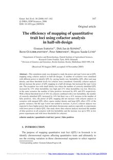 The efficiency of mapping of quantitative trait loci using cofactor analysis in half-sib design