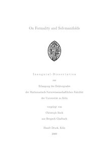 On formality and solvmanifolds [Elektronische Ressource] / vorgelegt von Christoph Bock