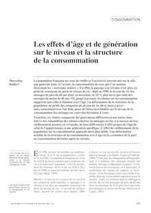 Les effets d âge et de génération sur le niveau et la structure de la consommation 