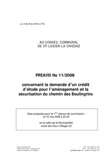 11-2008 - Demande crédit étude amélioration  Boulingrins