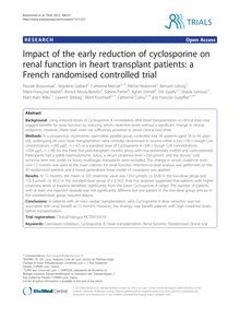 Impact of the early reduction of cyclosporine on renal function in heart transplant patients: a French randomised controlled trial