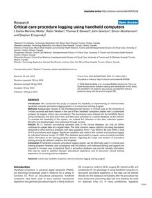 Critical care procedure logging using handheld computers