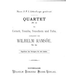 Partition complète, quatuor Nr. 2, für Cornett, Tromba, Tenorhorn und Tuba, Op. 29