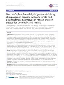Glucose-6-phosphate dehydrogenase deficiency, chlorproguanil-dapsone with artesunate and post-treatment haemolysis in African children treated for uncomplicated malaria