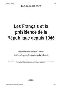 Les Français et la présidence de la République depuis