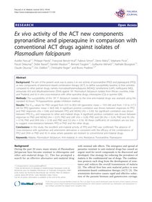 Ex vivoactivity of the ACT new components pyronaridine and piperaquine in comparison with conventional ACT drugs against isolates of Plasmodium falciparum