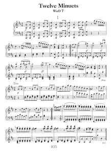 Partition complète, 12 menuets, WoO 7, Beethoven, Ludwig van