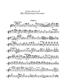 Partition flûte 1, 2 (doubles Piccolo), Die Fledermaus, Operetta en 3 acts