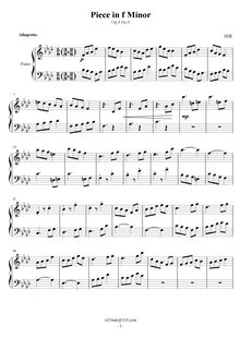 Partition No.9 en F minor, Piano pièces, Op.3, Hu, Ni