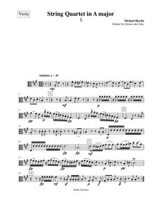 Partition viole de gambe, corde quatuor en A major, MH 310, A major