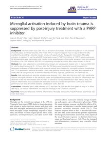 Microglial activation induced by brain trauma is suppressed by post-injury treatment with a PARP inhibitor