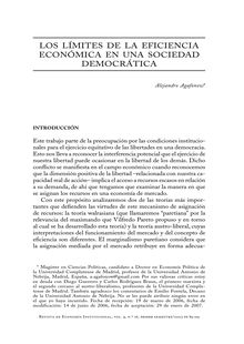 Los límites de la eficiencia económica en una sociedad democrática (The Limits of Economic Efficiency in a Democratic Society)