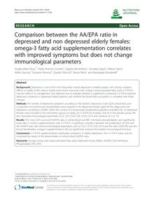 Comparison between the AA/EPA ratio in depressed and non depressed elderly females: omega-3 fatty acid supplementation correlates with improved symptoms but does not change immunological parameters