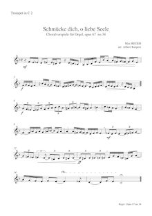 Partition trompette 2 (en C), 52 choral préludes, Reger, Max