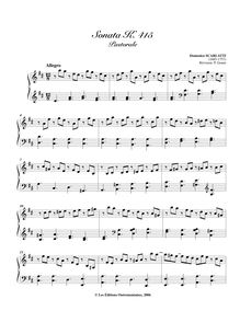 Partition Sonata K.415, 100 clavier sonates, Scarlatti, Domenico