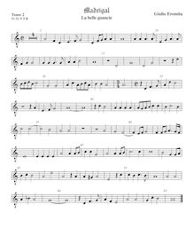 Partition ténor viole de gambe 2, octave aigu clef, La belle guancie