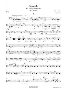 Partition altos, Serenade pour corde orchestre, Op.20, Elgar, Edward par Edward Elgar