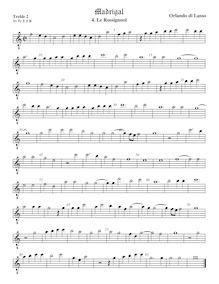 Partition viole de gambe aigue 2, octave aigu clef, Le Rossignuol