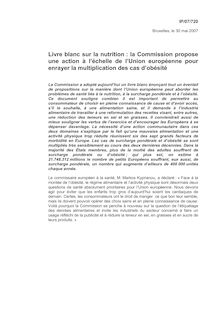 Livre blanc sur la nutrition : la Commission propose une ...