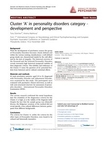 Cluster  A  in personality disorders category - development and perspective