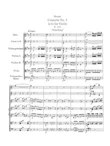 Partition complète, violon Concerto No.3, G major, Mozart, Wolfgang Amadeus par Wolfgang Amadeus Mozart