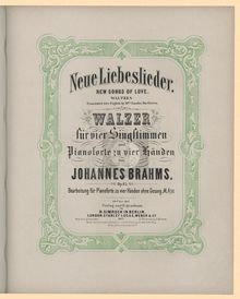 Partition complète, Neue Liebeslieder valses, Brahms, Johannes