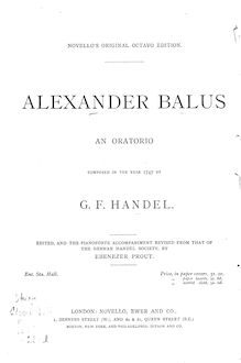 Partition complète, Alexander Balus, Handel, George Frideric par George Frideric Handel