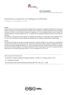 Expérience imaginaire et Intelligence Artificielle - article ; n°1 ; vol.1, pg 47-63