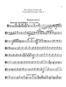 Partition Trombone 1, 2, 3 (ténor, basse clefs), Tuba, pour Voyevoda par Pyotr Tchaikovsky