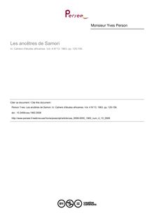 Les ancêtres de Samori - article ; n°13 ; vol.4, pg 125-156
