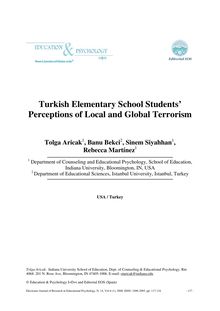 Turkish Elementary School Students’ Perceptions of Local and Global Terrorism (Las percepciones de estudiantes turcos de Educación Primaria sobre el terrorismo local y global)