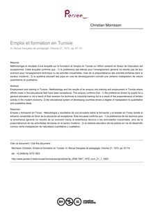 Emploi et formation en Tunisie - article ; n°1 ; vol.21, pg 67-74