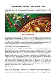 Comparison Between Online Casino and Real Casino