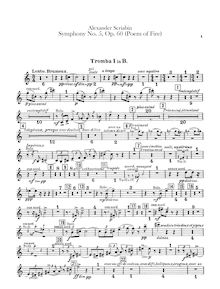 Partition trompette 1, 2, 3, 4, 5 (en B♭), Prometheus, Le Poème du Feu, Op.60