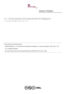 - On the growth and measurement of intelligence - article ; n°1 ; vol.50, pg 105-105