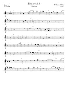 Partition ténor viole de gambe 2, octave aigu clef, fantaisies pour 5 violes de gambe par William White