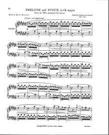 Partition Prelude et Fugue No.3 en C♯ major, BWV 848, Das wohltemperierte Klavier I par Johann Sebastian Bach
