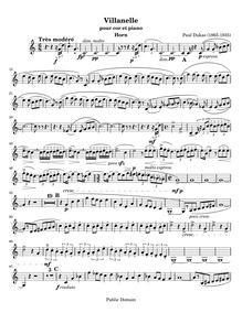 Partition cor , partie (en F), Villanelle, Dukas, Paul