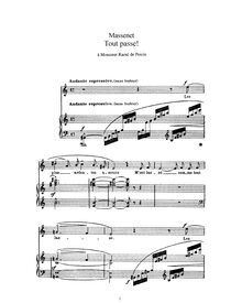 Partition complète (A minor: haut voix et piano), Tout passe!