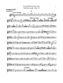 Partition trompette 1, 2 (B♭ - transposed), Scheherazade, Шехеразада
