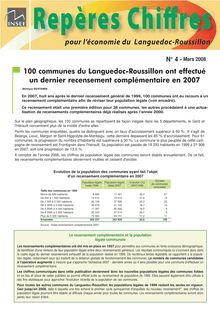 100 communes du Languedoc-Roussillon ont effectué un dernier recensement complémentaire en 2007  