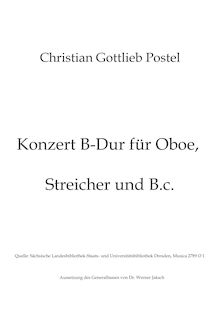 Partition complète, hautbois Concerto en B-flat major, B♭ major par Christian Gottlieb Postel