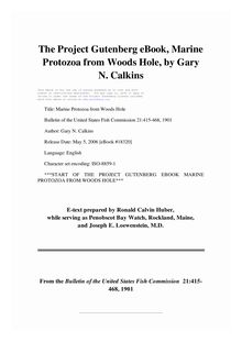 Marine Protozoa from Woods Hole - Bulletin of the United States Fish Commission 21:415-468, 1901